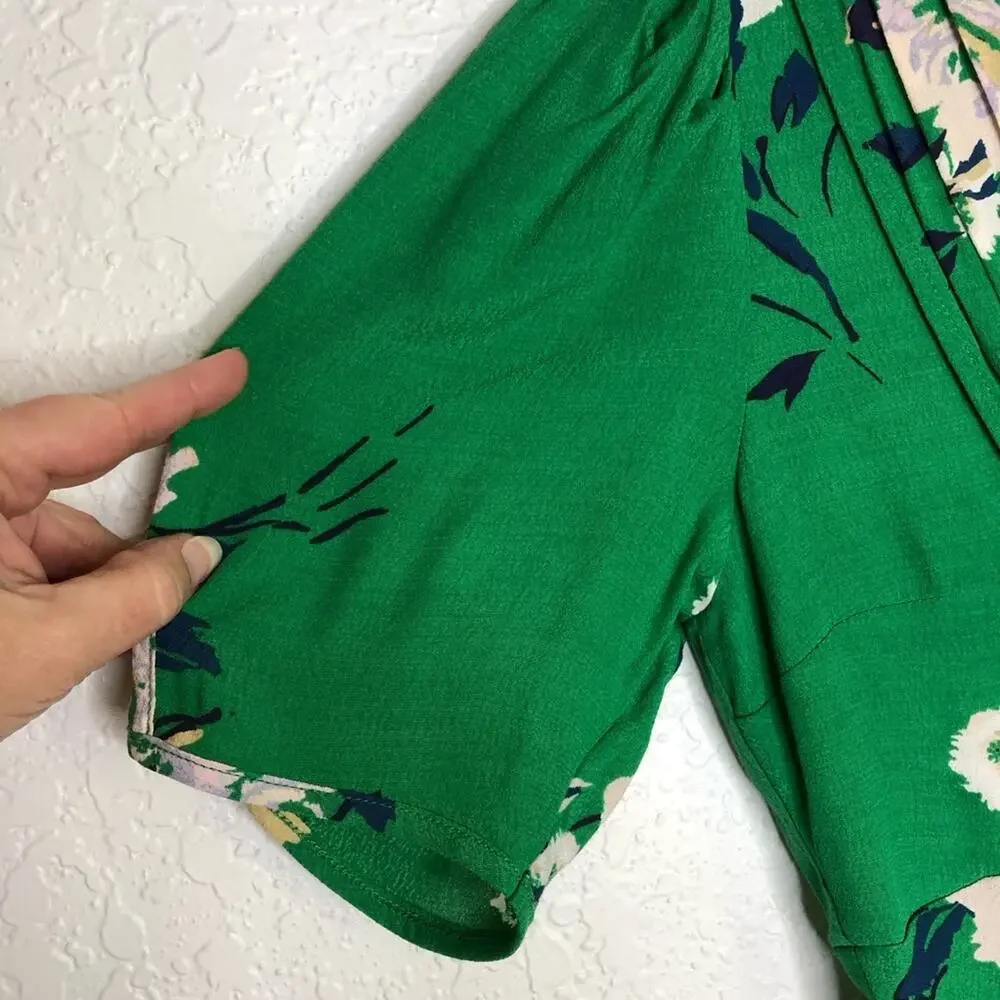 Free People Neon Garden green white floral dress size 0